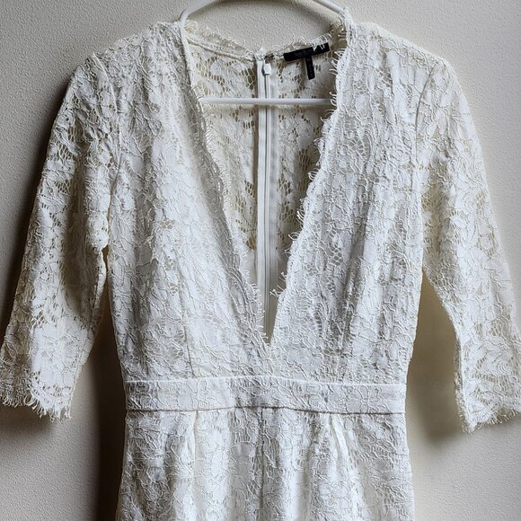 bobi Black Cream Lace Deep V-Neck Romper Set Size XS - Picture 5 of 16